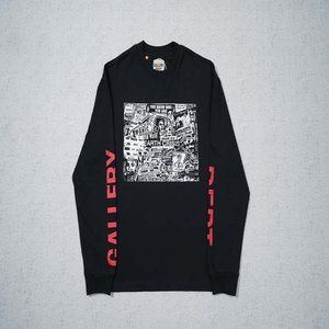 GALLERY DEPT Movie Poster Letter Print Logo T-Shirt - Black Long Sleeve